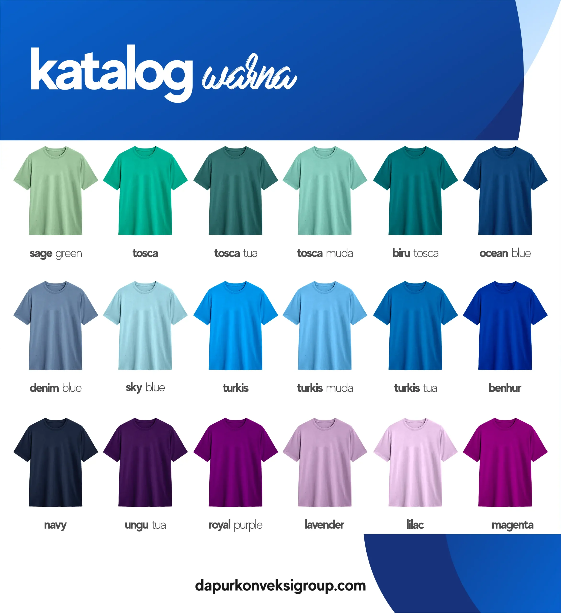 Katalog Warna Kaos Polos Bukittinggi