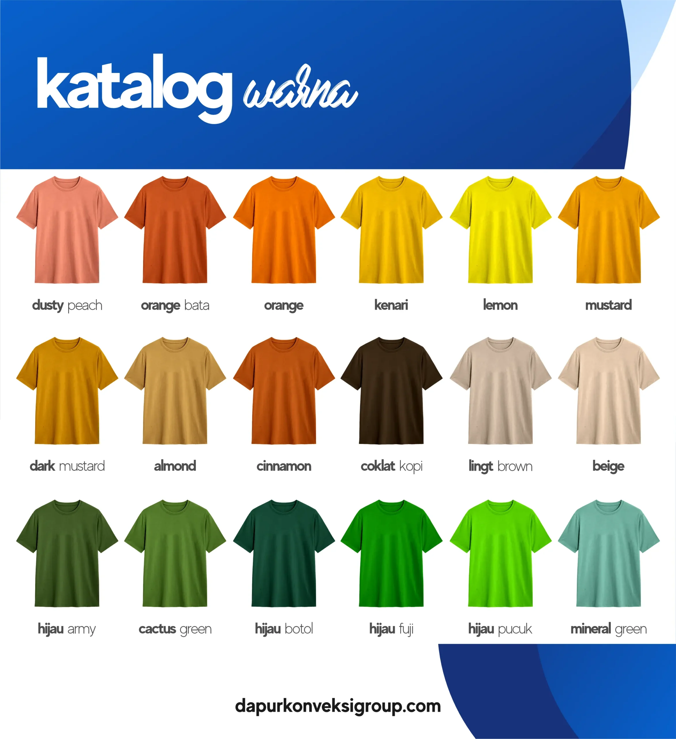 Katalog Warna Kaos Polos Bukittinggi