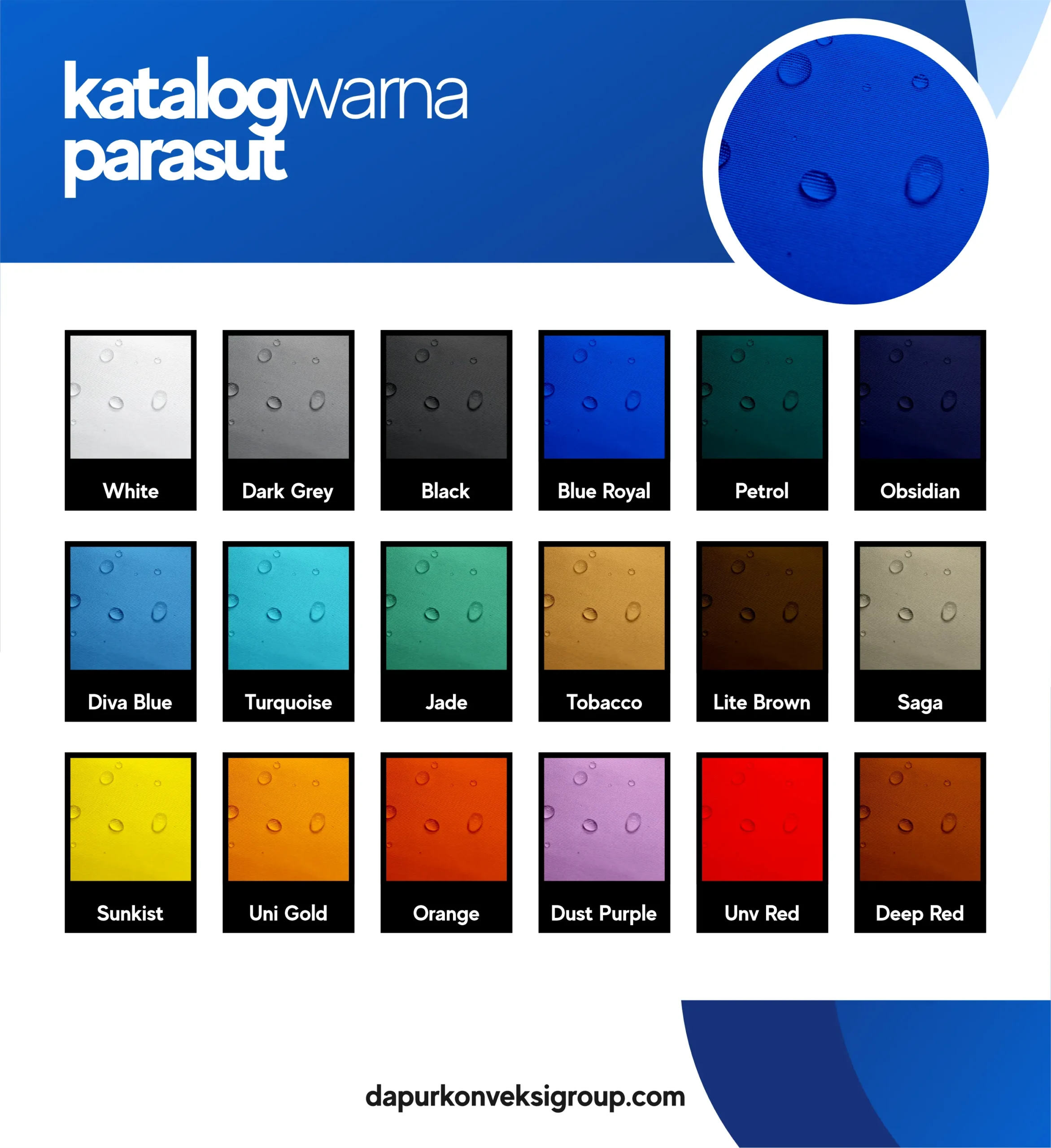 Katalog warna parasut